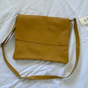 Yellow leather satchel